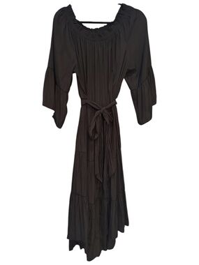 NWT Lola & Sophie Super Chic Black Tiered Maxi Dress, Size Large